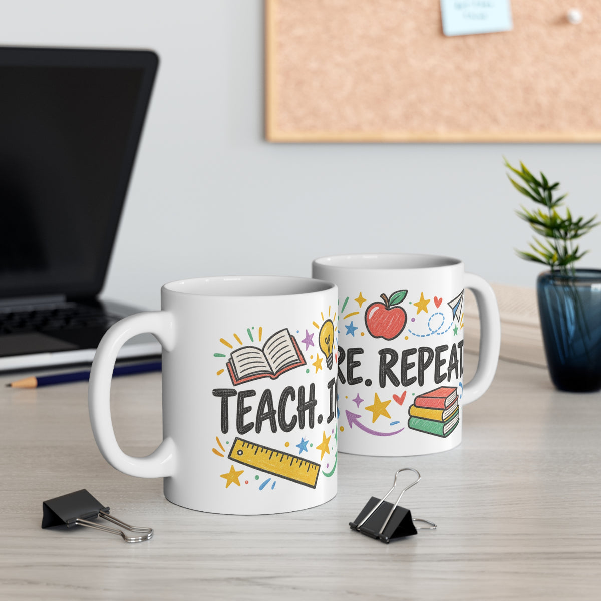 Teach. Inspire. Repeat. Kindergarten Teacher Mug