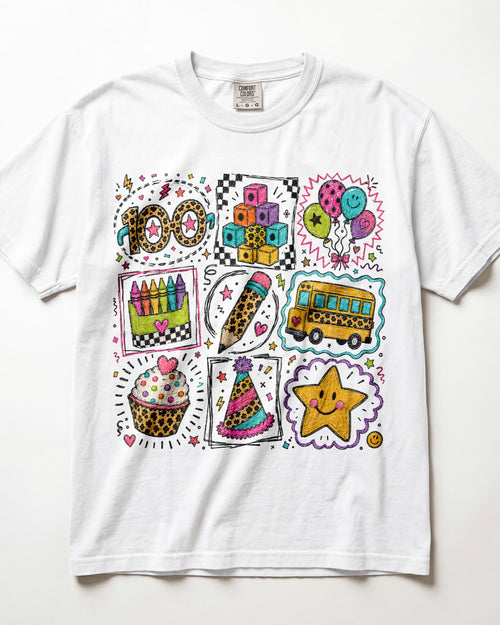 100 Days Grid Kindergarten Teacher Shirt