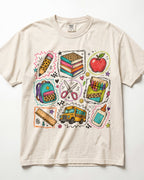 Leopard School Supplies Grid Kindergarten Teacher Shirt
