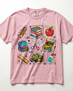 Leopard School Supplies Grid Kindergarten Teacher Shirt