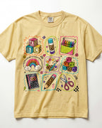 Bright School Supplies Grid Kindergarten Teacher Shirt