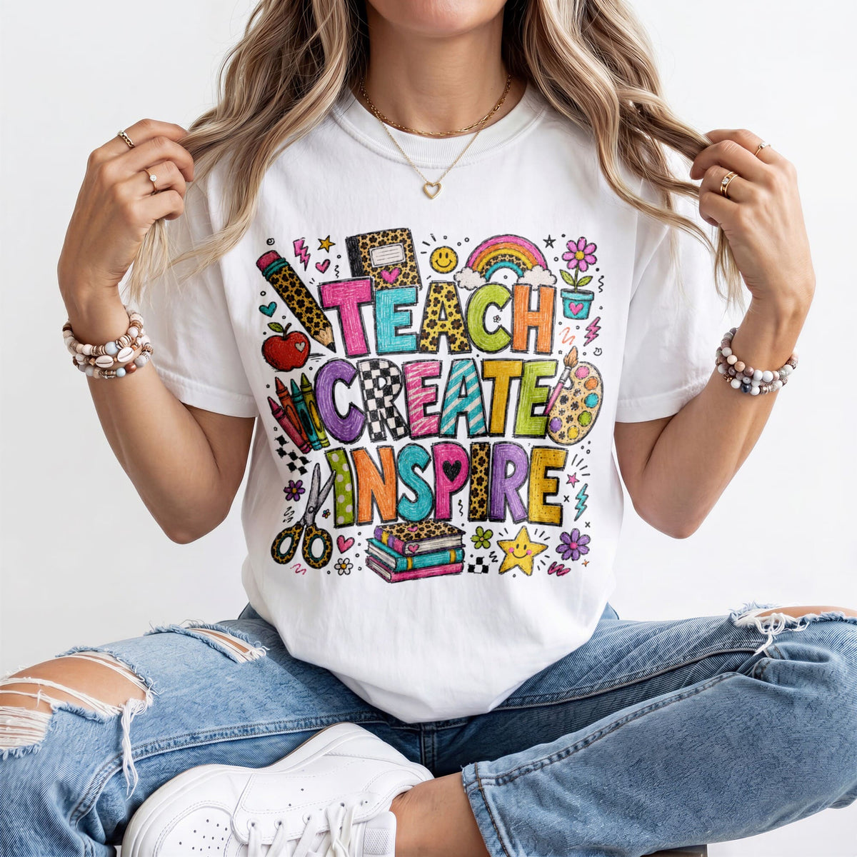 Teach Create Inspire Kindergarten Teacher Shirt
