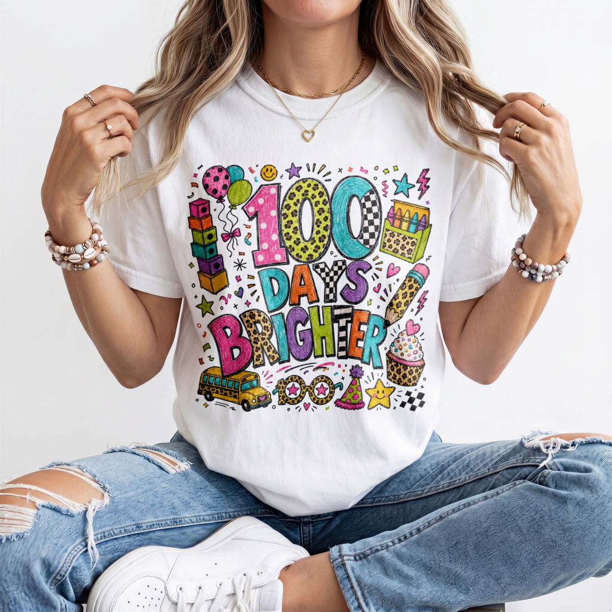 100 Days Brighter Kindergarten Teacher Shirt