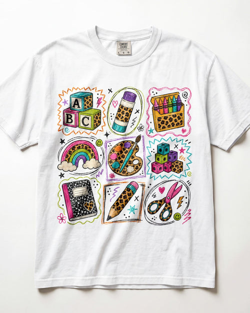 Bright Classroom Essentials Grid Kindergarten Teacher Shirt