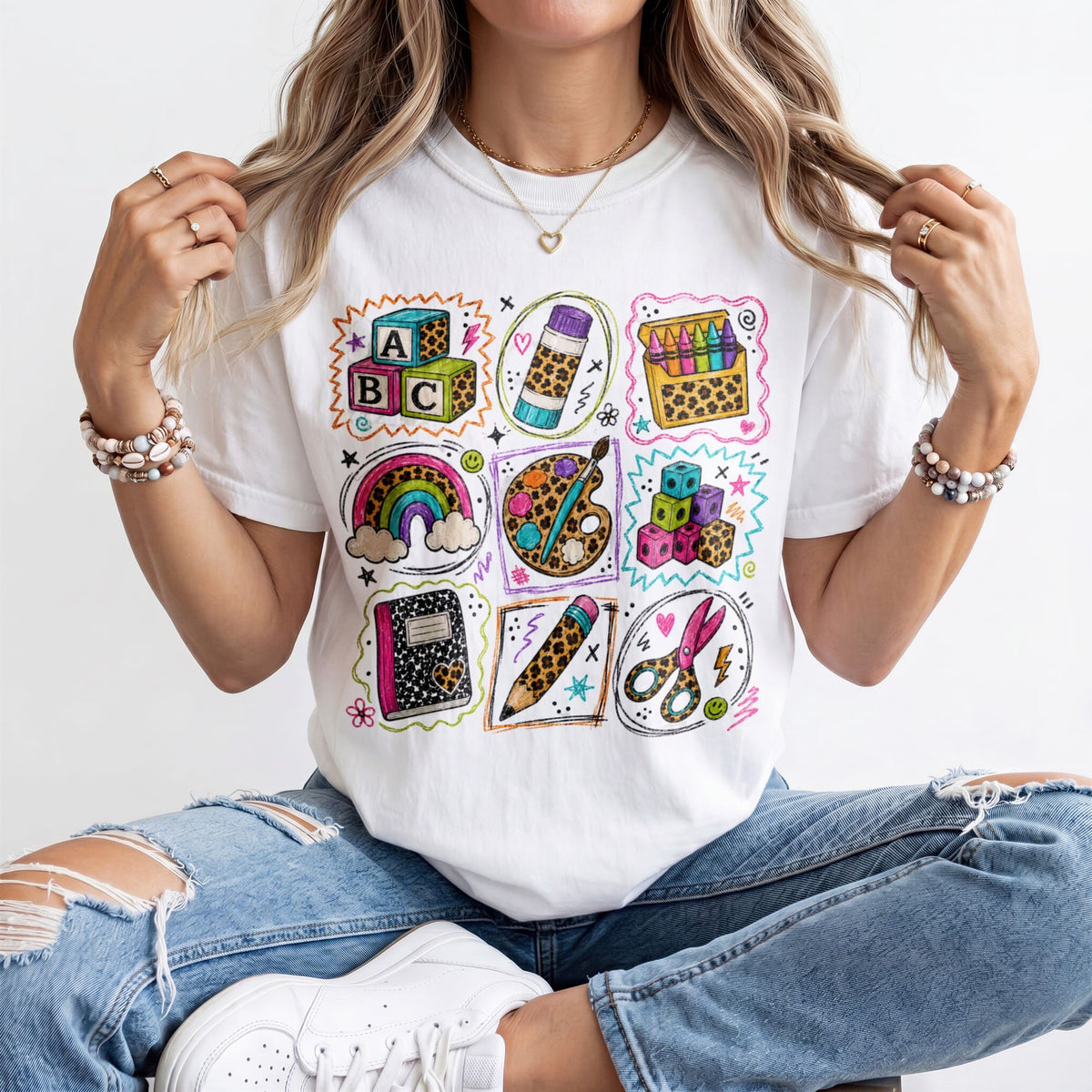 Bright Classroom Essentials Grid Kindergarten Teacher Shirt