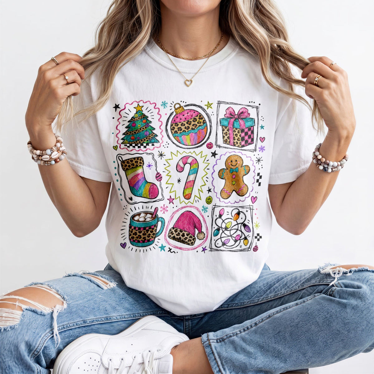 Christmas Icons Grid Kindergarten Teacher Shirt