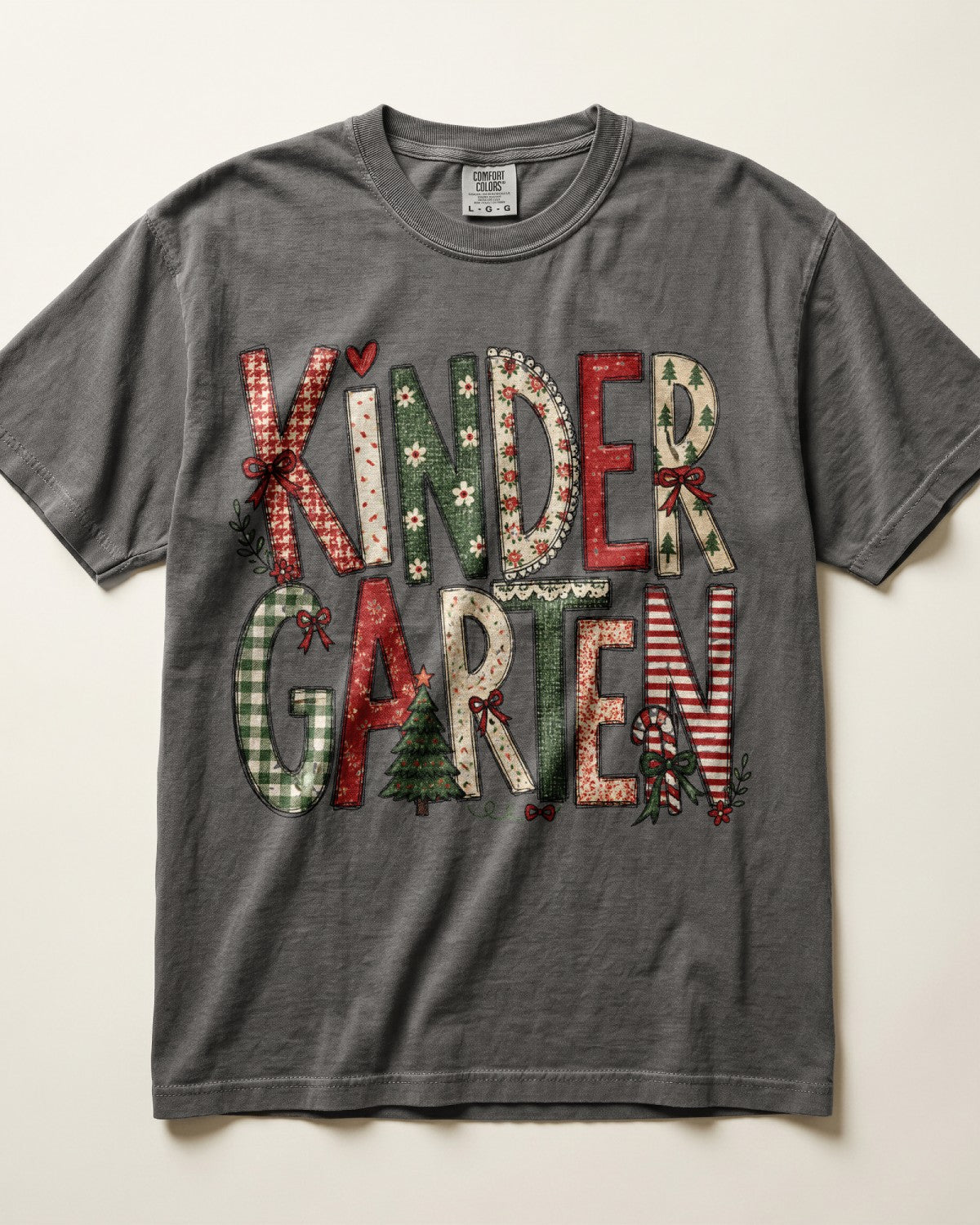 Checkered Christmas Kindergarten Teacher Shirt