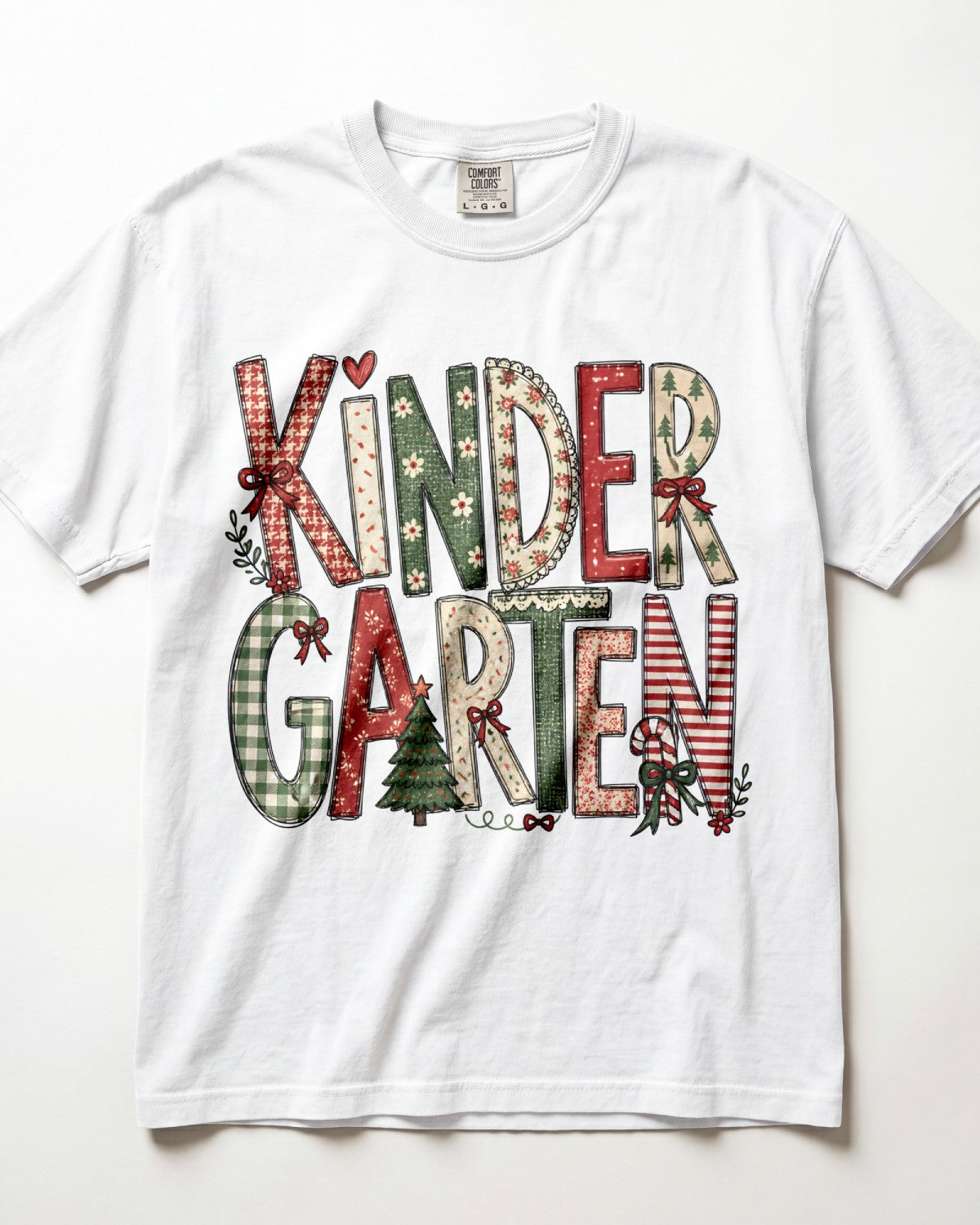 Checkered Christmas Kindergarten Teacher Shirt
