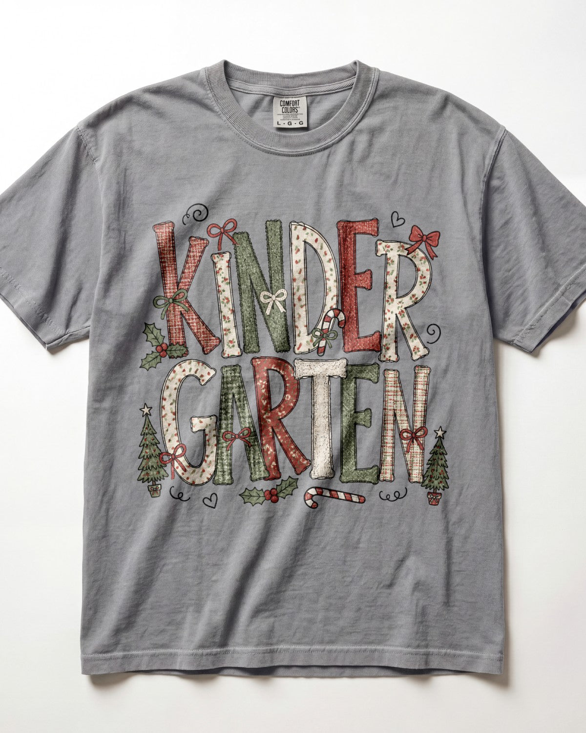 Textured Christmas Kindergarten Teacher Shirt