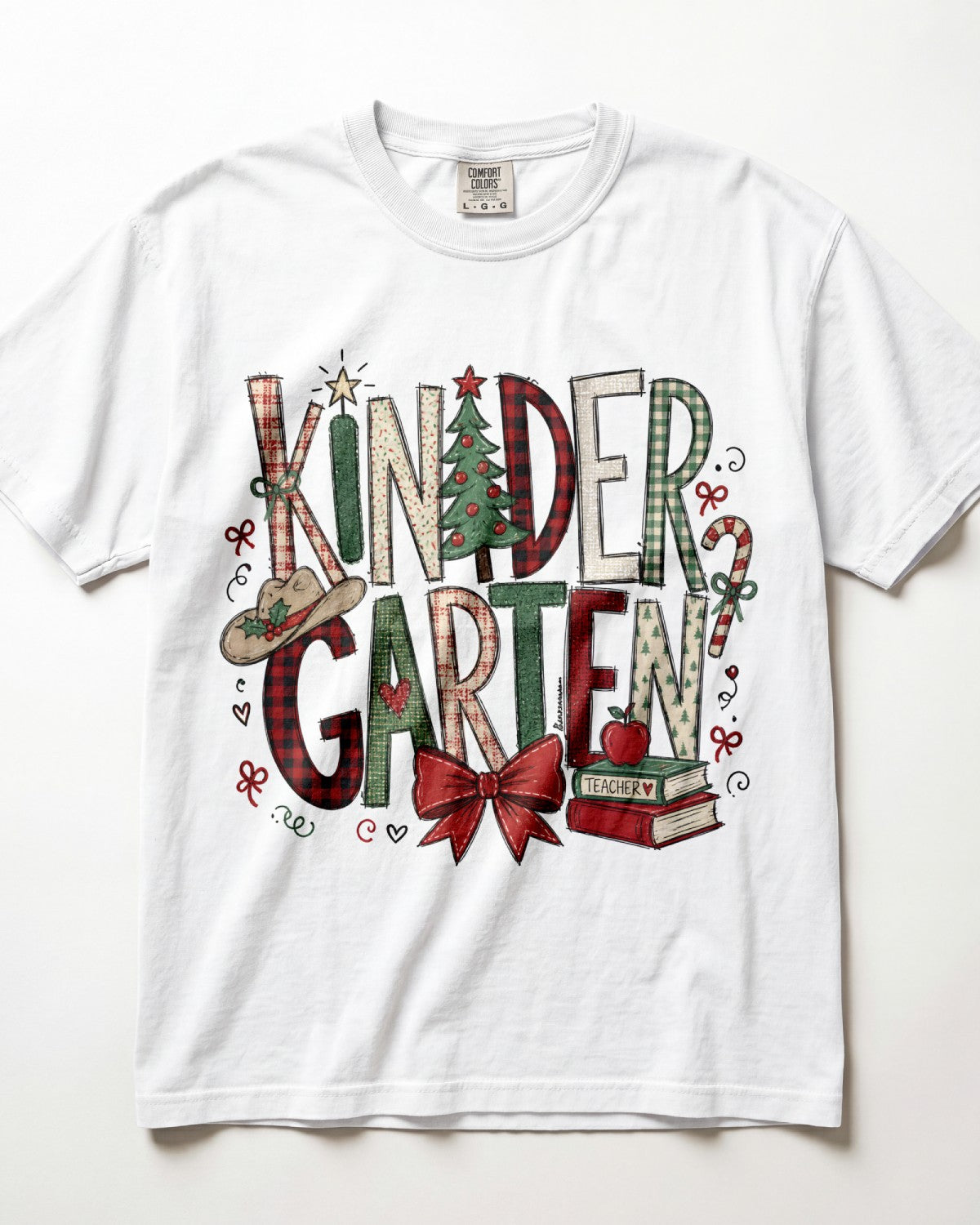 Christmas Plaid Kindergarten Teacher Shirt