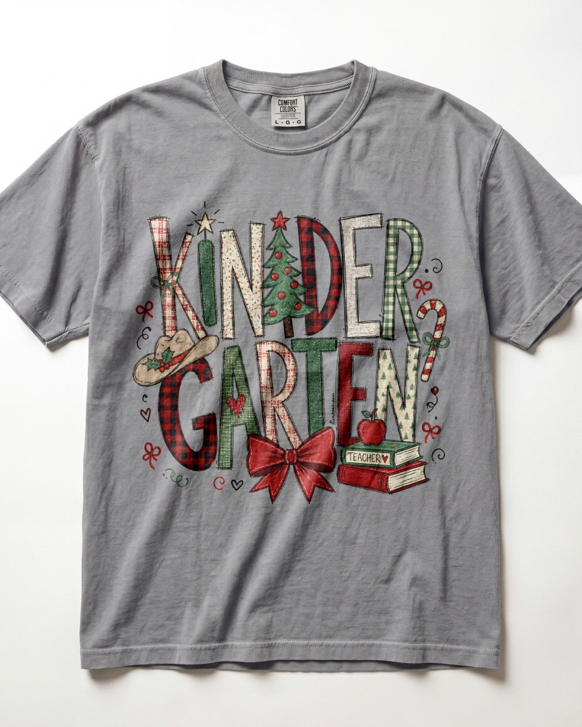 Christmas Plaid Kindergarten Teacher Shirt
