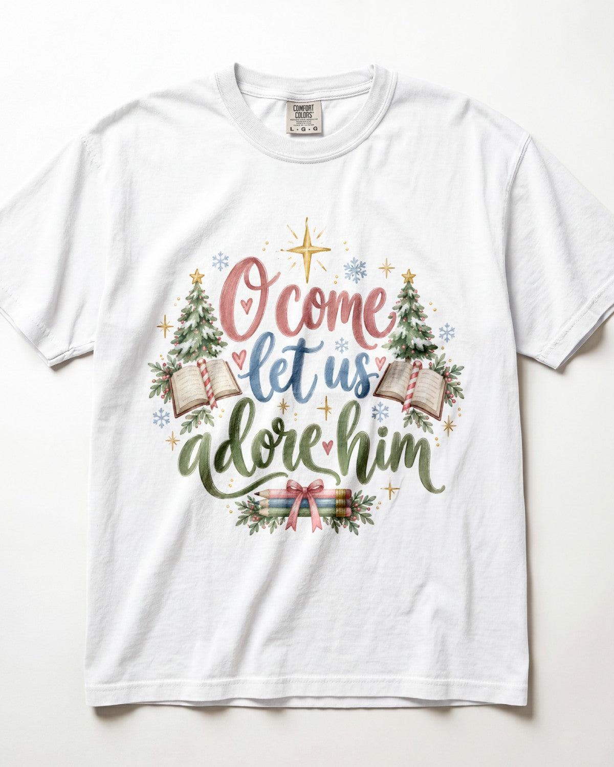 O Come Let Us Adore Him Kindergarten Teacher Shirt