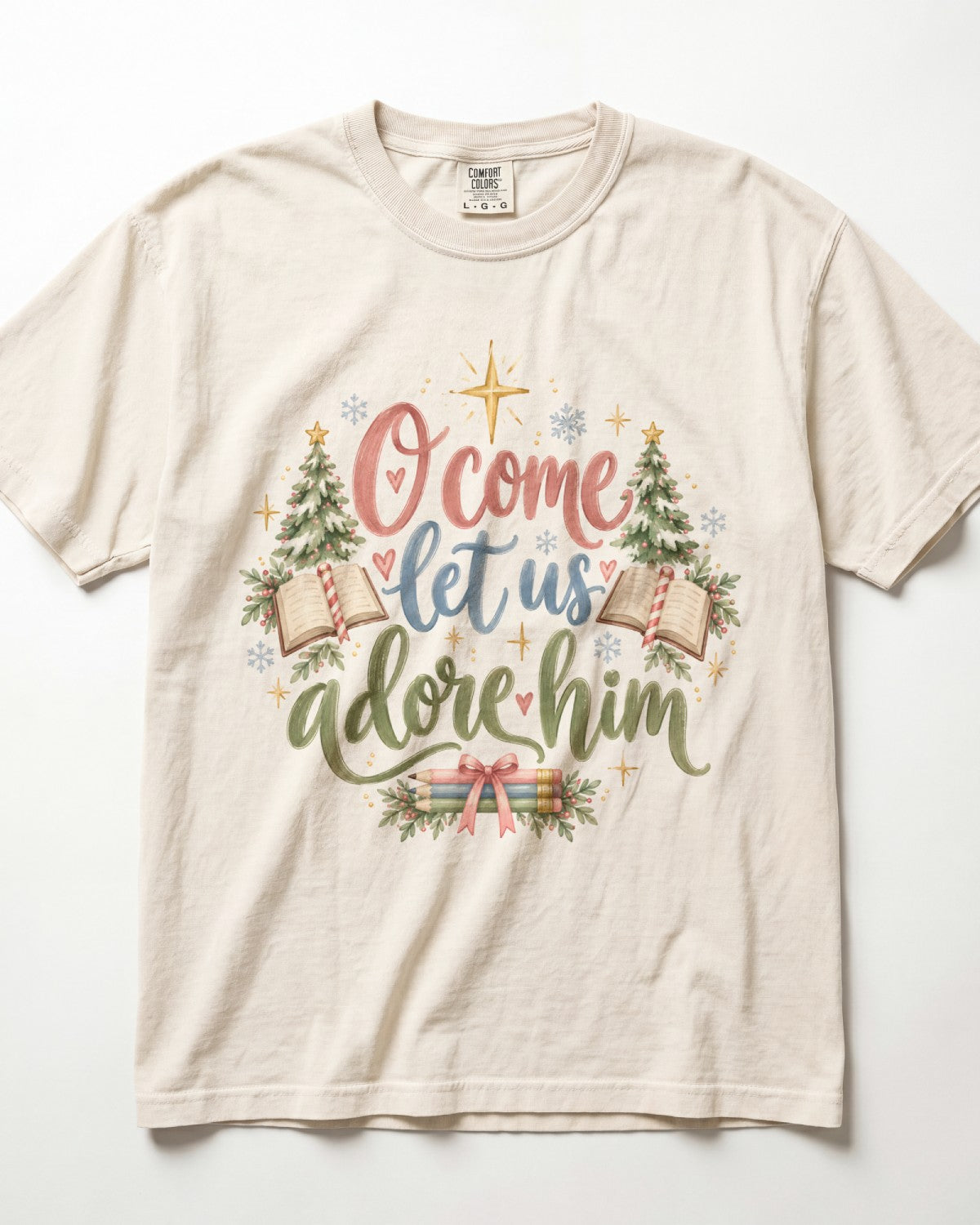 O Come Let Us Adore Him Kindergarten Teacher Shirt