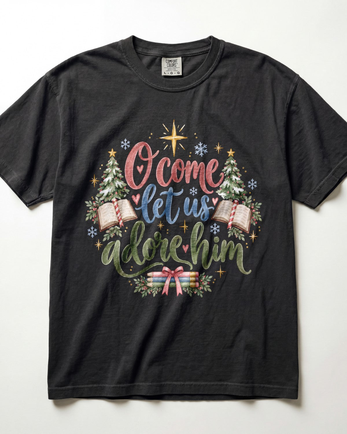 O Come Let Us Adore Him Kindergarten Teacher Shirt