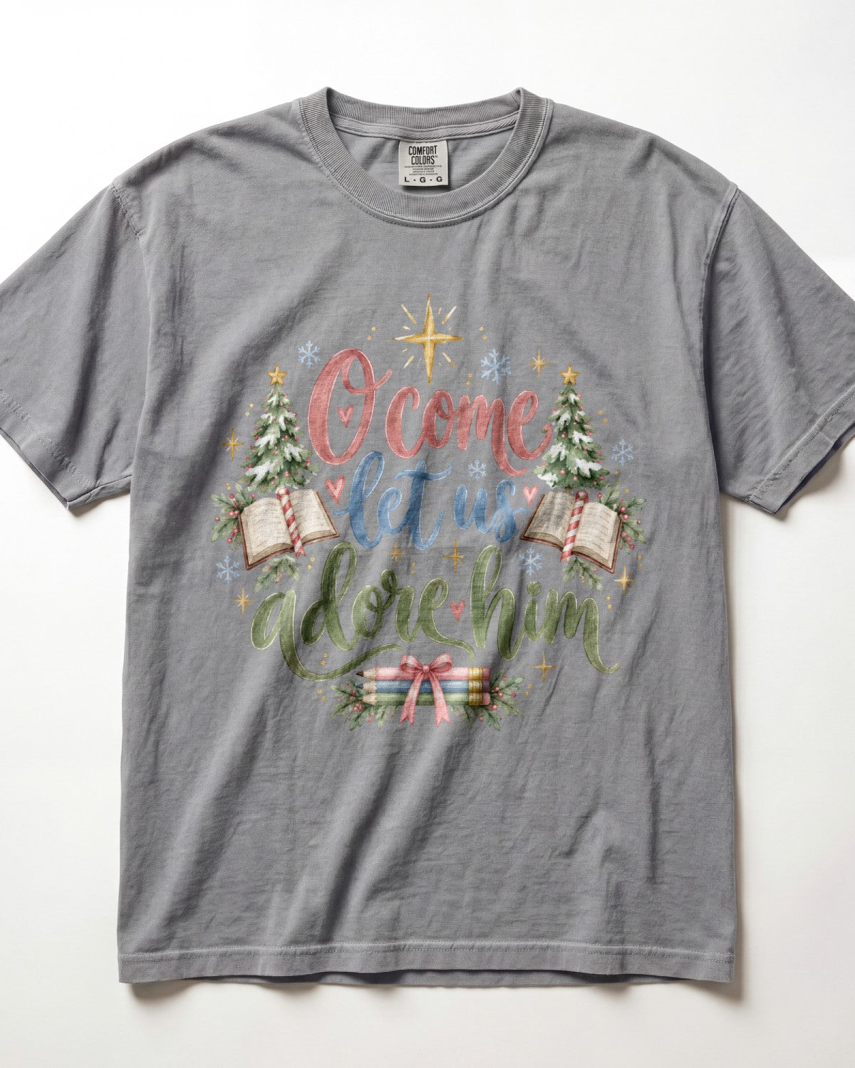 O Come Let Us Adore Him Kindergarten Teacher Shirt