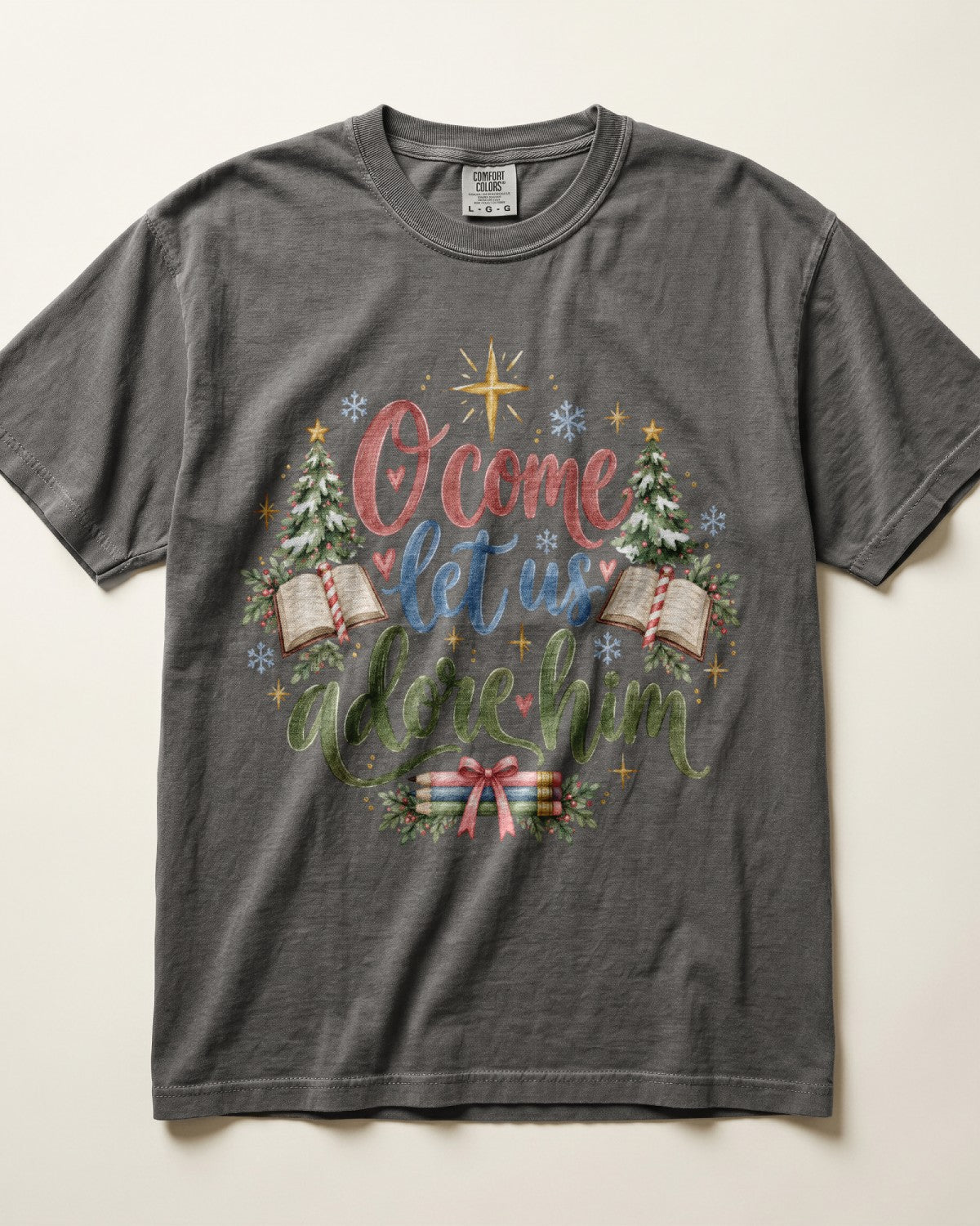 O Come Let Us Adore Him Kindergarten Teacher Shirt