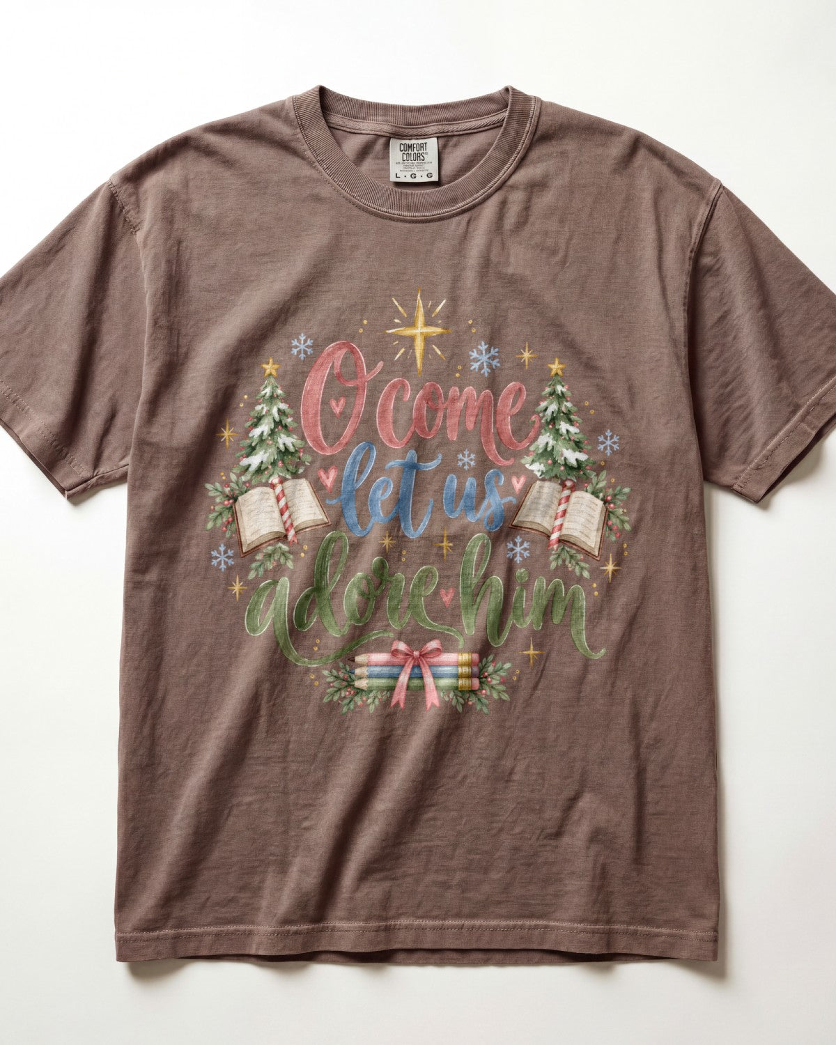 O Come Let Us Adore Him Kindergarten Teacher Shirt