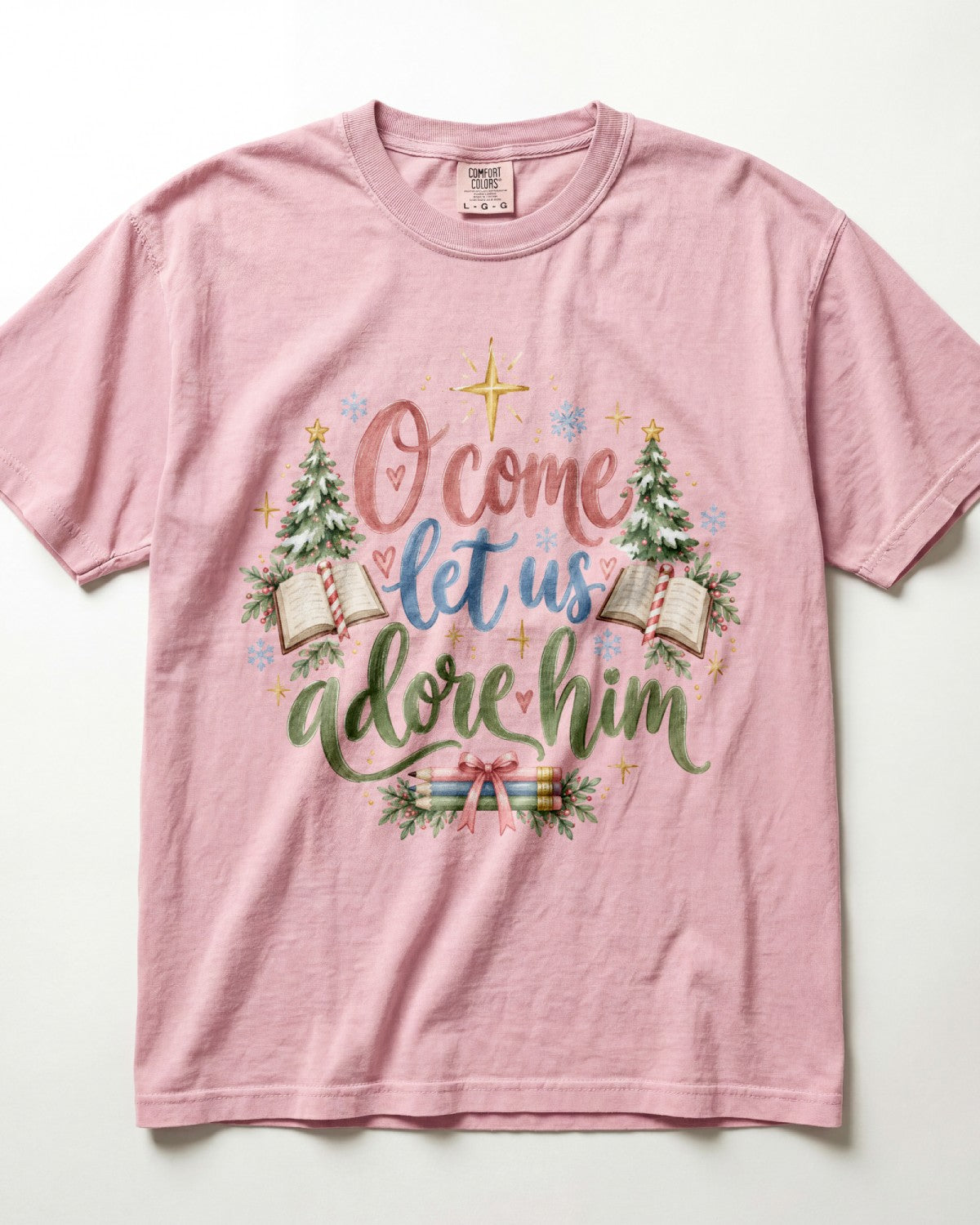 O Come Let Us Adore Him Kindergarten Teacher Shirt
