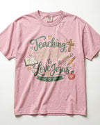 Teaching Little Hearts To Love Jesus Sage Kindergarten Teacher Shirt