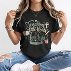 Teaching Little Hearts To Love Jesus Sage Kindergarten Teacher Shirt