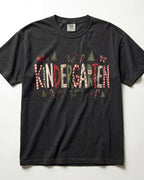 Stitched Christmas Kindergarten Teacher Shirt