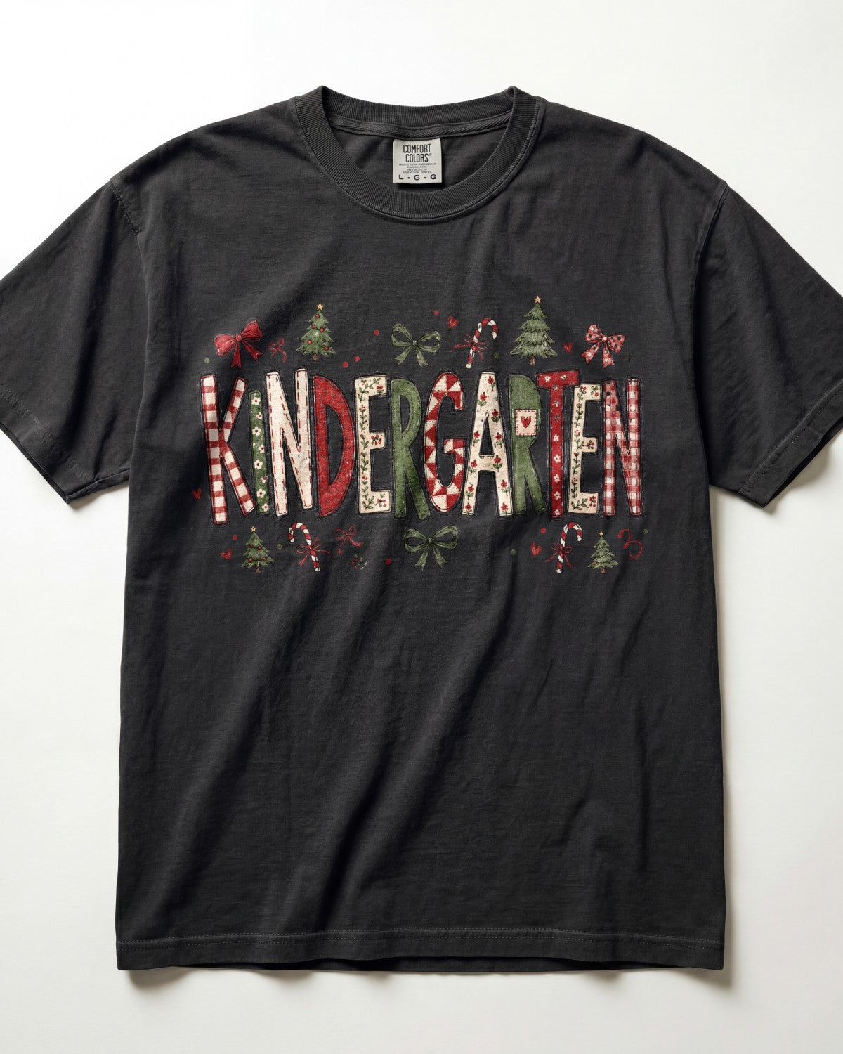 Stitched Christmas Kindergarten Teacher Shirt
