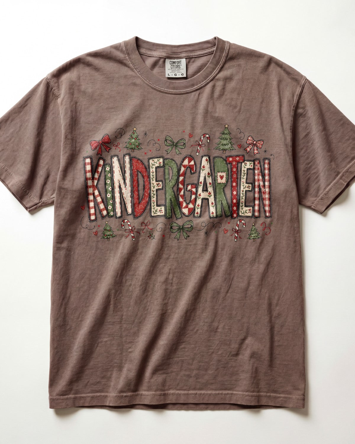 Stitched Christmas Kindergarten Teacher Shirt