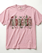 Stitched Christmas Kindergarten Teacher Shirt