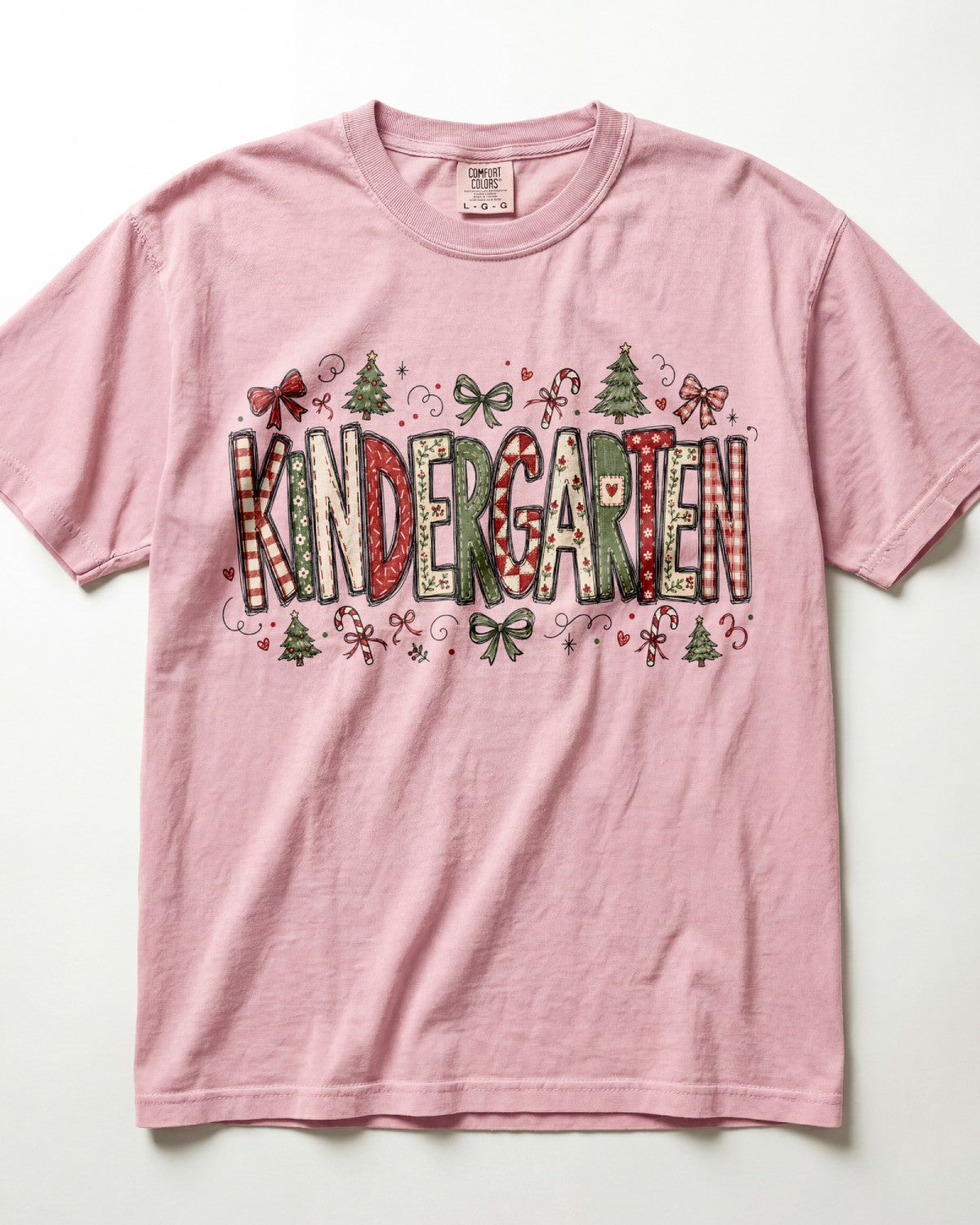 Stitched Christmas Kindergarten Teacher Shirt