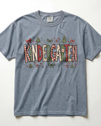 Stitched Christmas Kindergarten Teacher Shirt