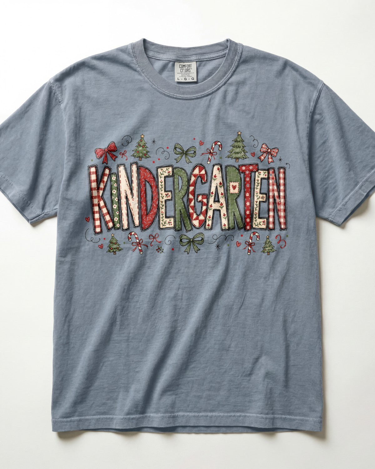 Stitched Christmas Kindergarten Teacher Shirt