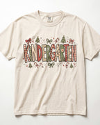 Stitched Christmas Kindergarten Teacher Shirt