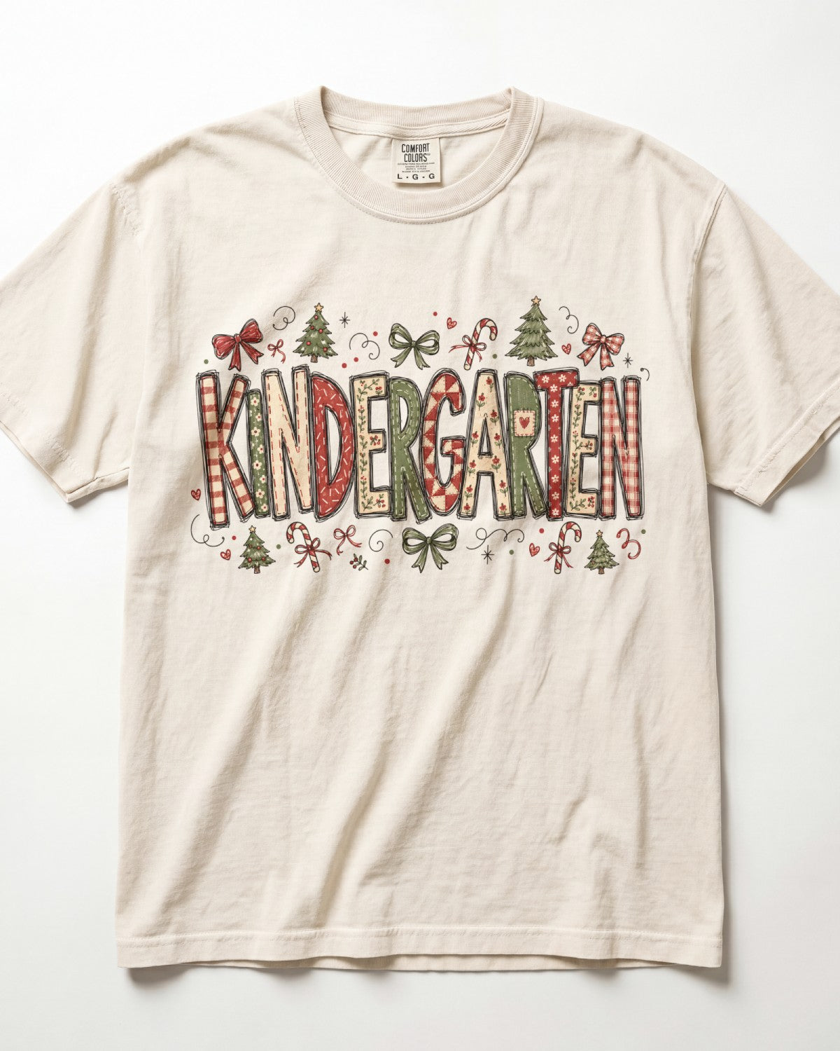 Stitched Christmas Kindergarten Teacher Shirt