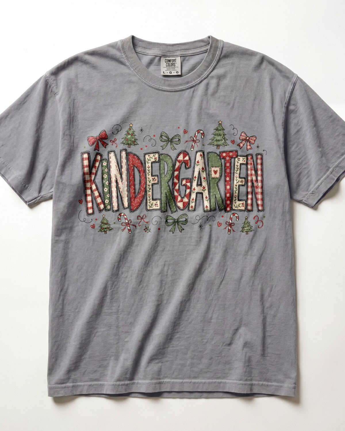 Stitched Christmas Kindergarten Teacher Shirt