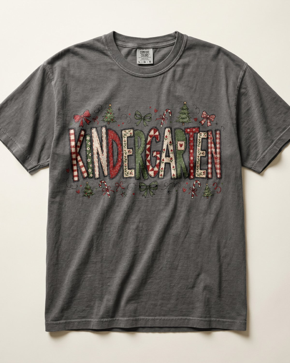 Stitched Christmas Kindergarten Teacher Shirt