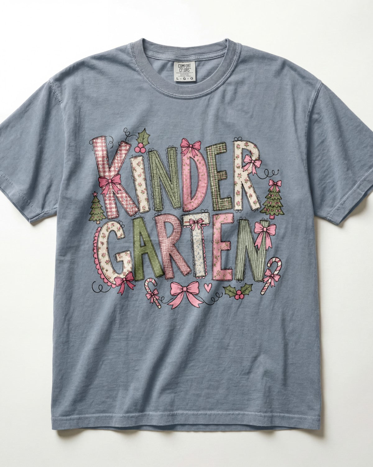 Pink Floral Christmas Kindergarten Teacher Shirt