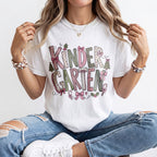 Pink Floral Christmas Kindergarten Teacher Shirt