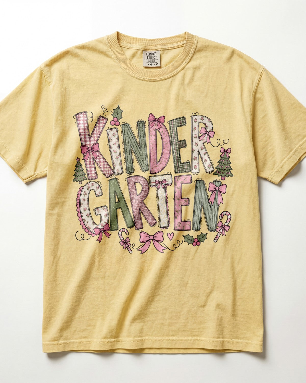 Pink Floral Christmas Kindergarten Teacher Shirt