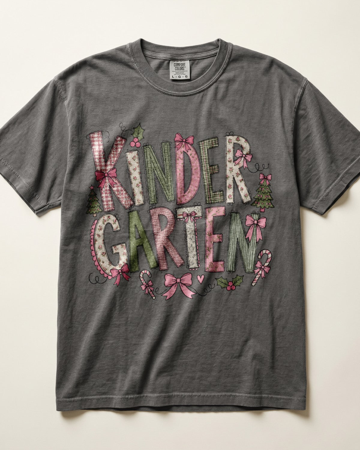 Pink Floral Christmas Kindergarten Teacher Shirt