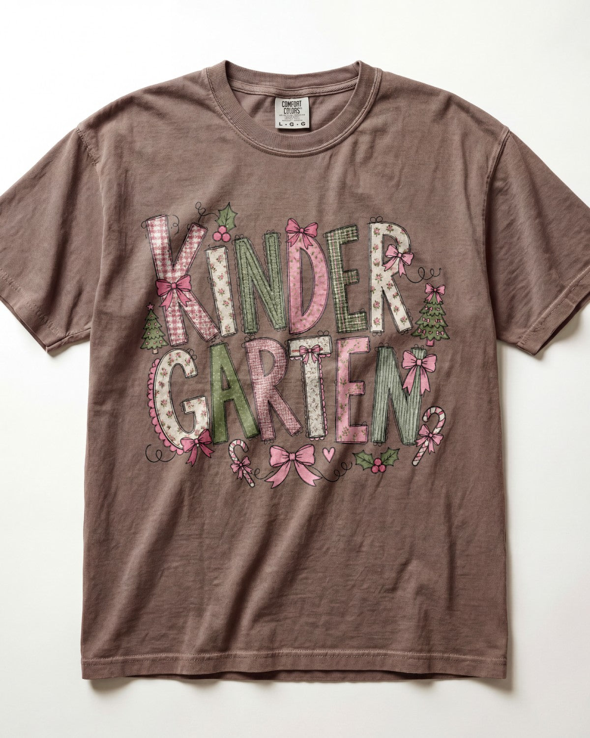 Pink Floral Christmas Kindergarten Teacher Shirt