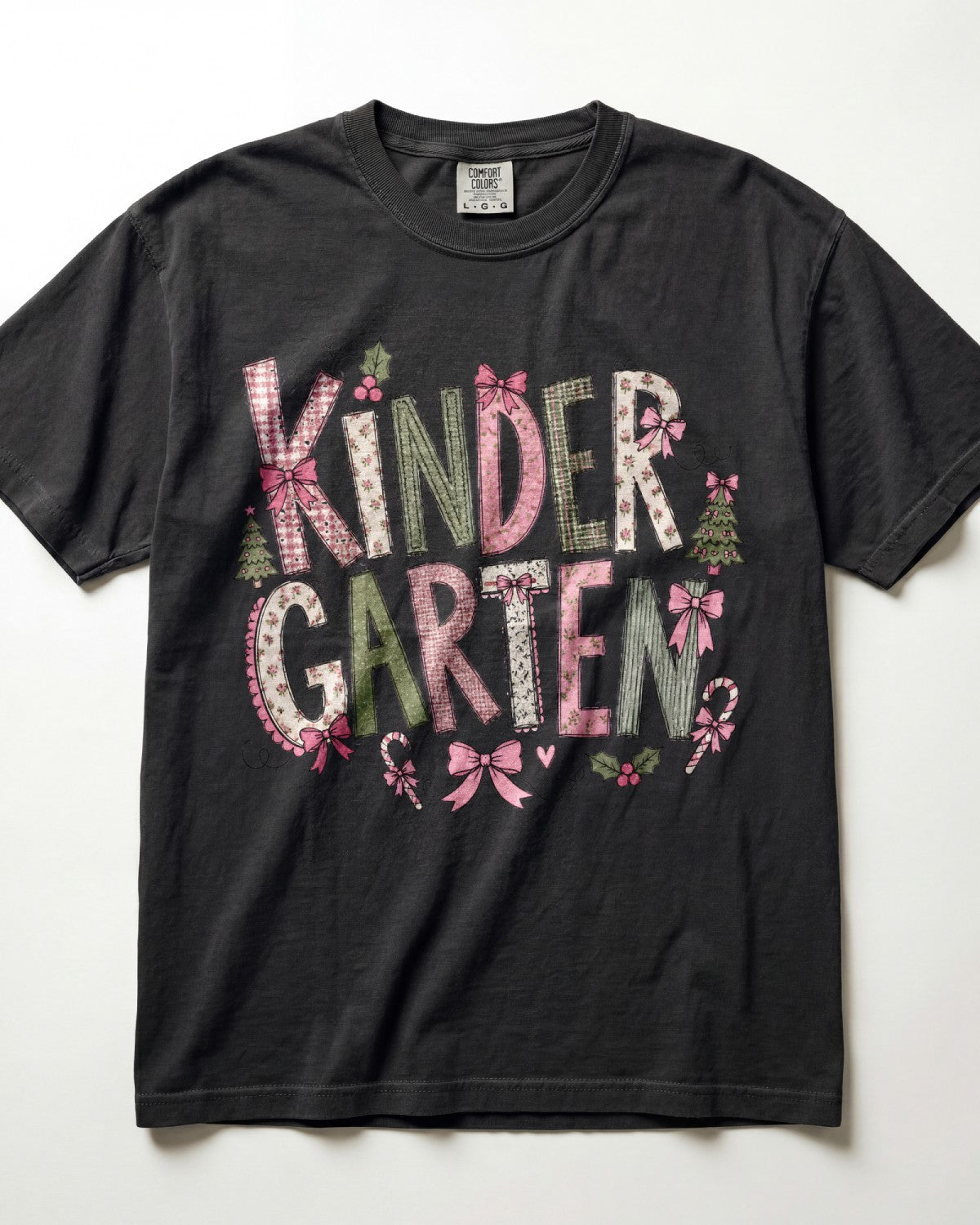 Pink Floral Christmas Kindergarten Teacher Shirt
