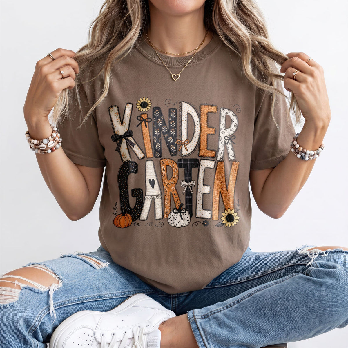 Neutral Sunflower Kindergarten Teacher Shirt