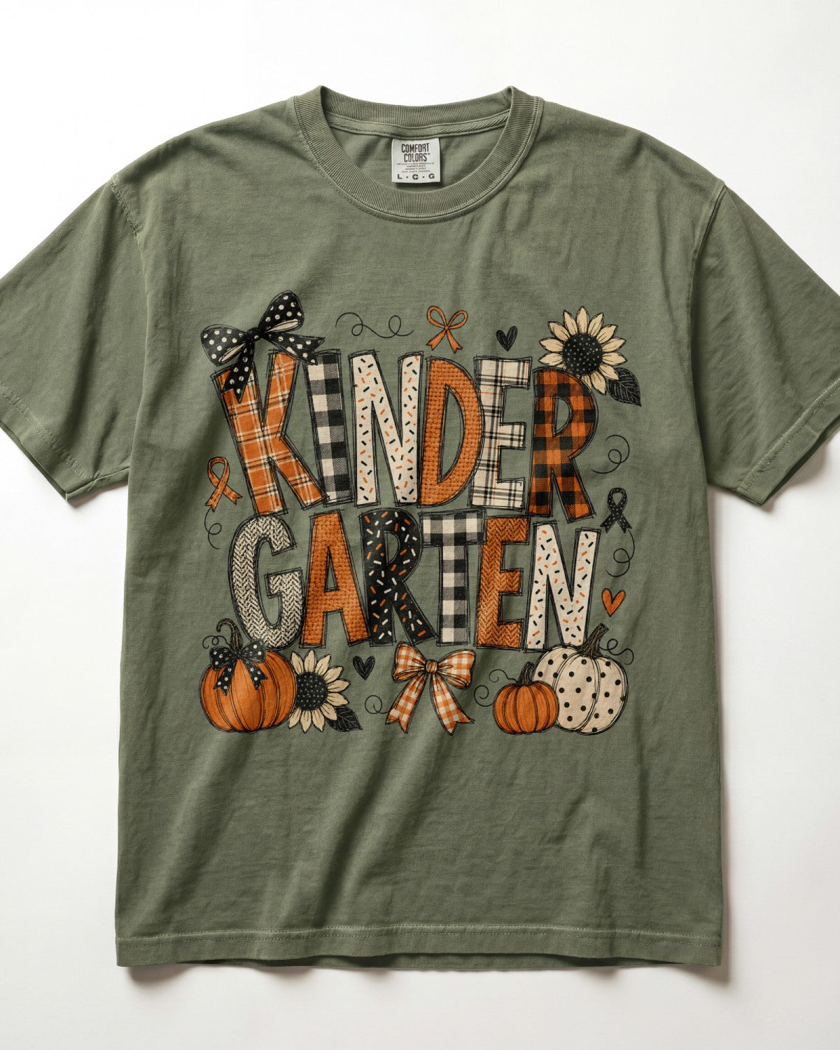 Plaid Sunflower Kindergarten Teacher Shirt