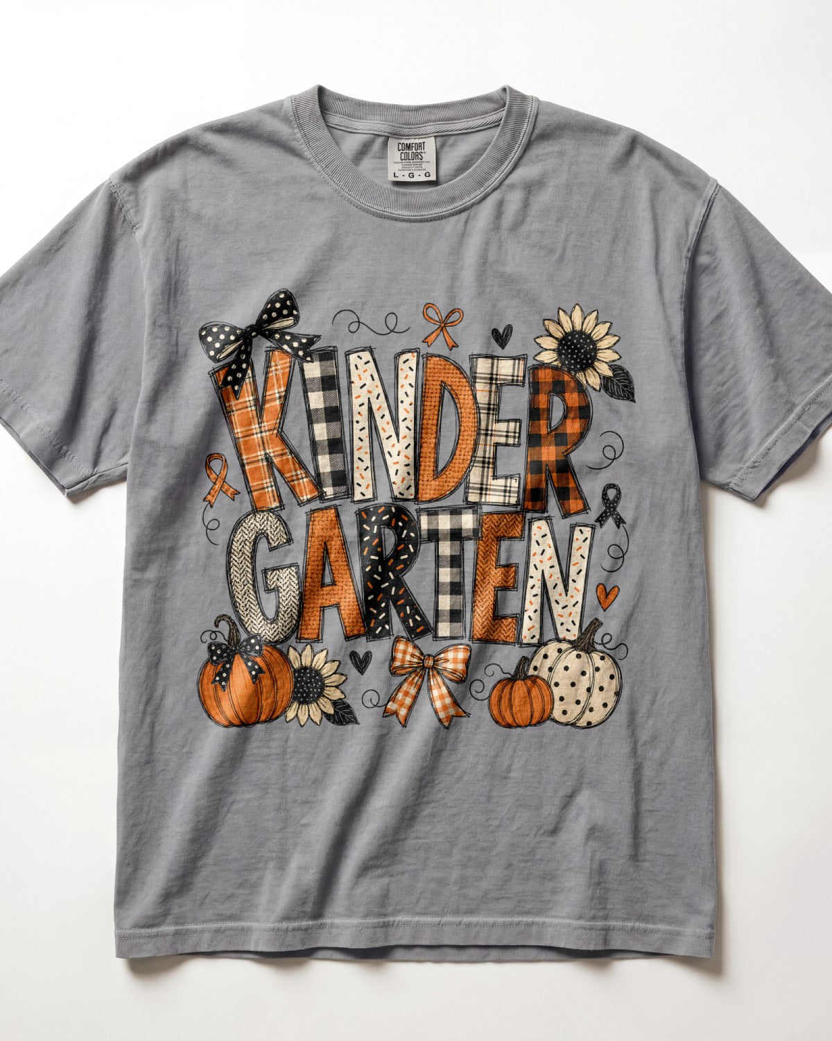 Plaid Sunflower Kindergarten Teacher Shirt