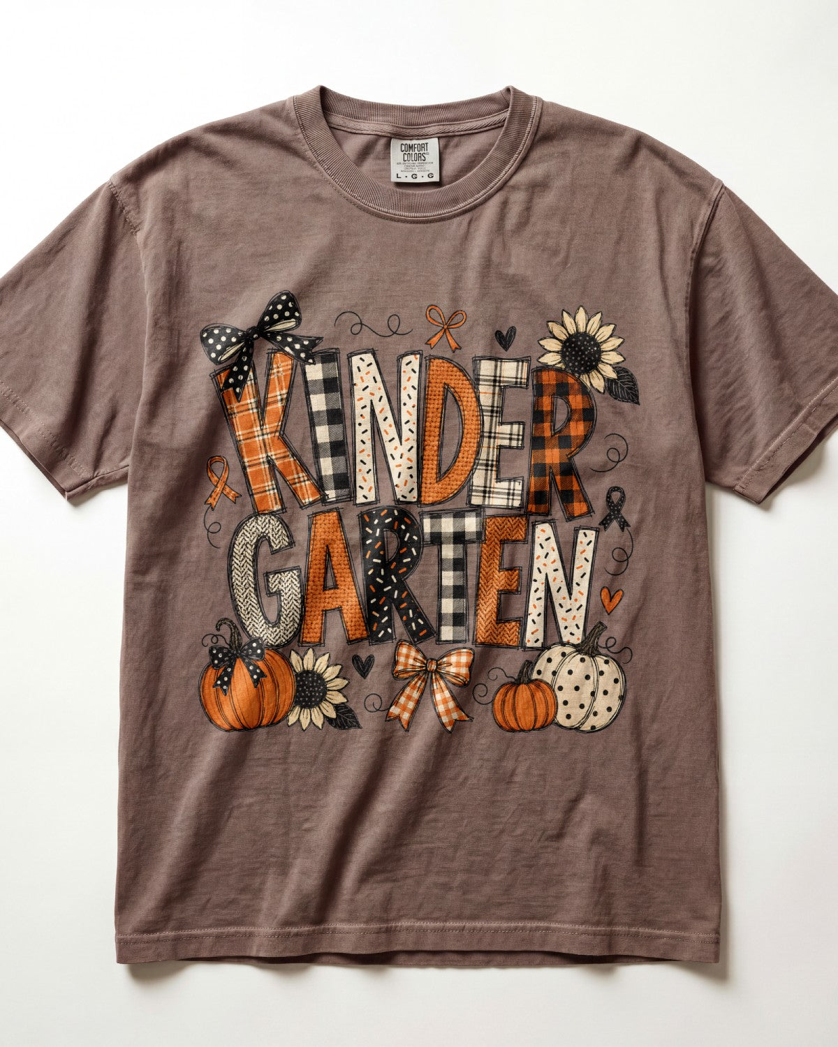 Plaid Sunflower Kindergarten Teacher Shirt