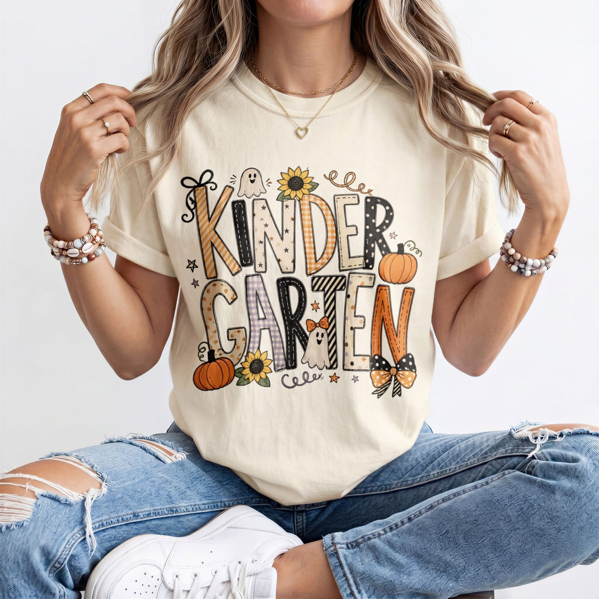 Pastel Ghost Kindergarten Teacher Shirt