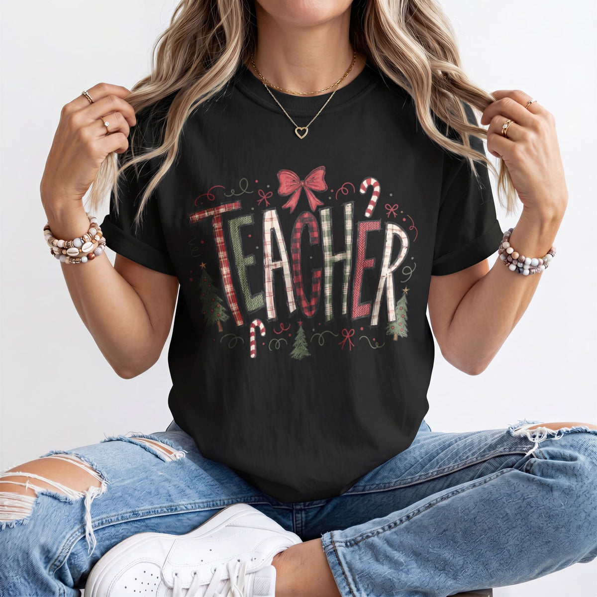 Plaid Christmas Teacher Kindergarten Teacher Shirt