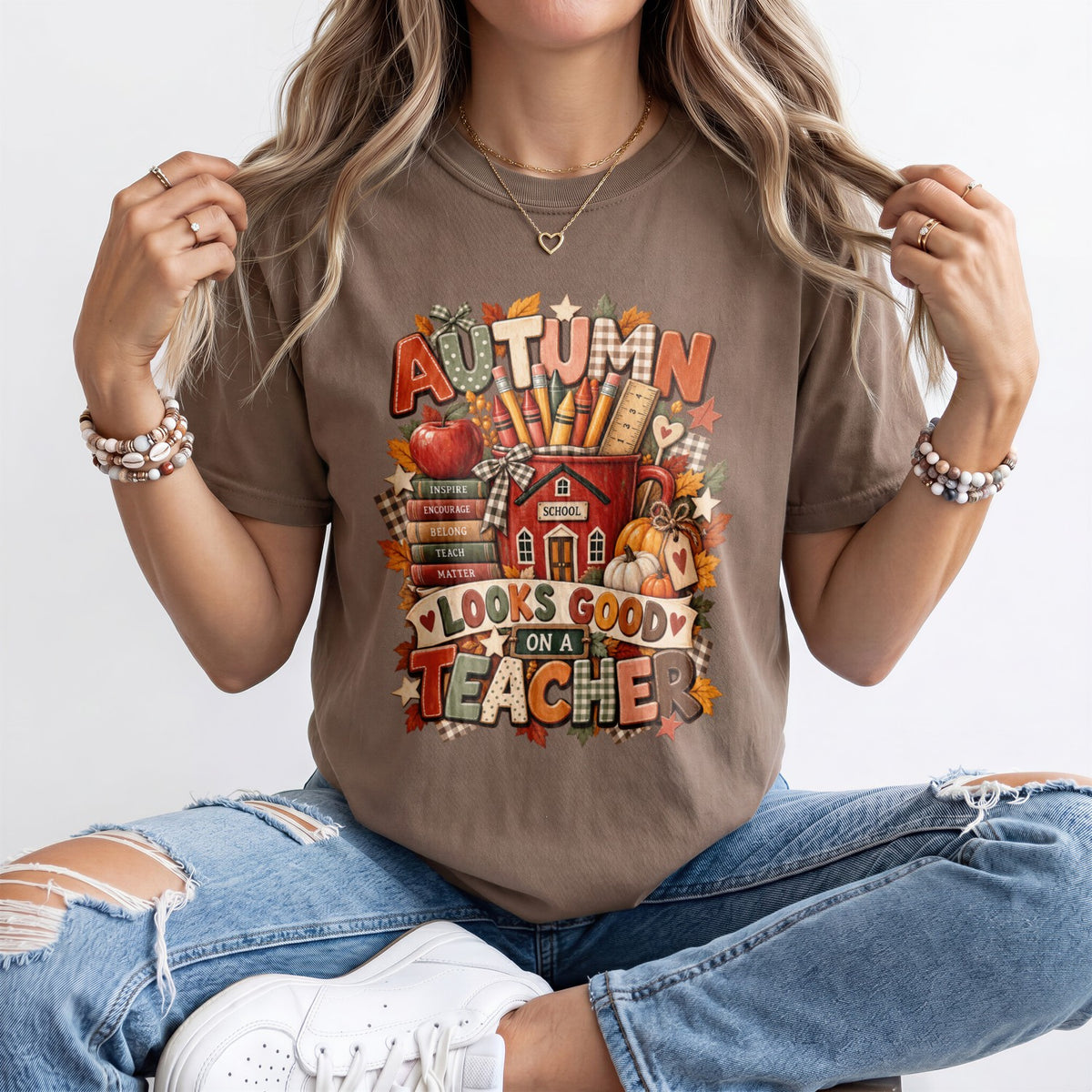 Autumn Looks Good On A Teacher Kindergarten Teacher Shirt
