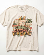 Coffee Crayons And Kindergarten Kindergarten Teacher Shirt