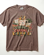 Coffee Crayons And Kindergarten Kindergarten Teacher Shirt